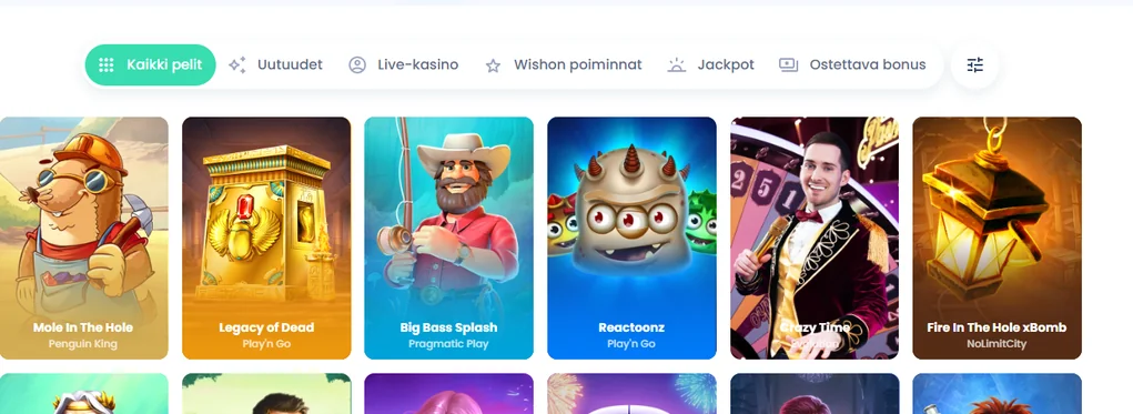 Selaa Wisho Casinon pelejä